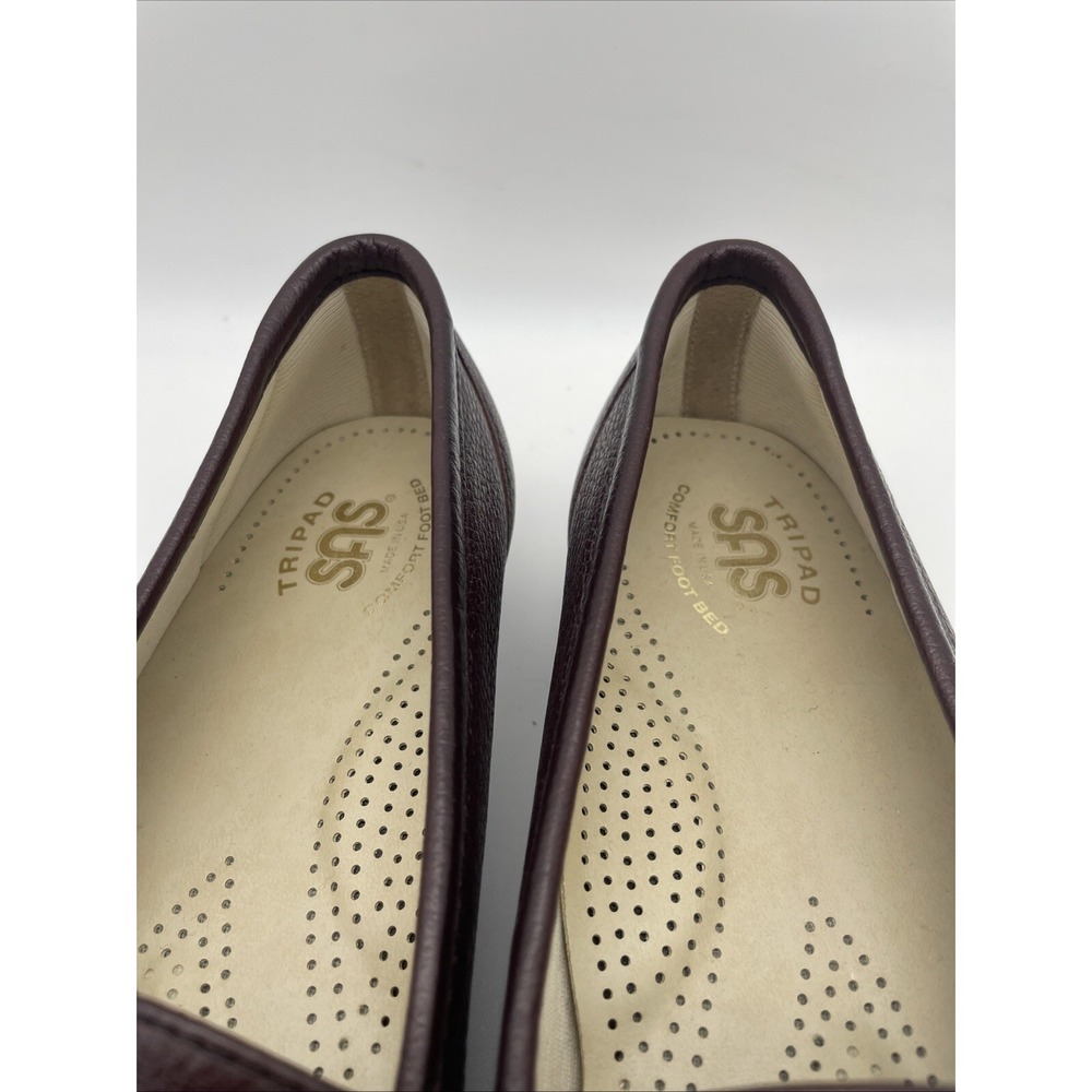 NWOB SAS Brown‎ Leather Mary Jane Tri Pad Wedge Sandals Women's Size 9.5 N NEW - Picture 2 of 10